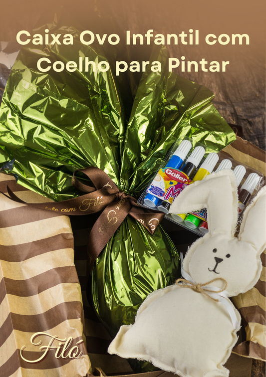 Caixa Ovo Infantil com Coelho para Pintar Filó