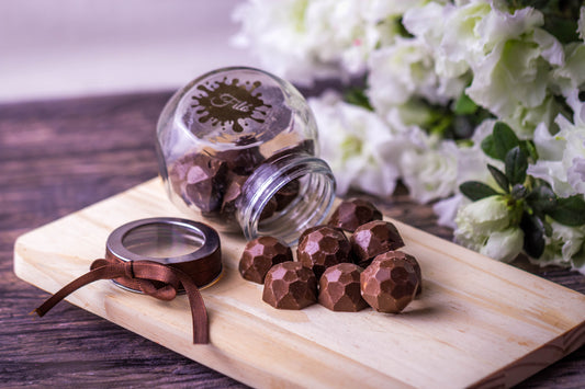 Bombons de Chocolate Blend Maciço em Vidro Retrô